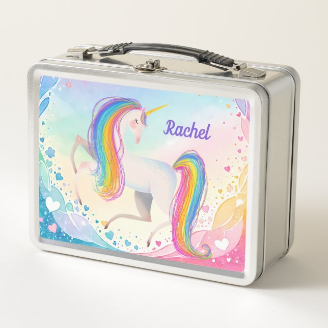 Farbenfrohe Fantasy Unicoral Metal Lunch Box (Vorderseite)