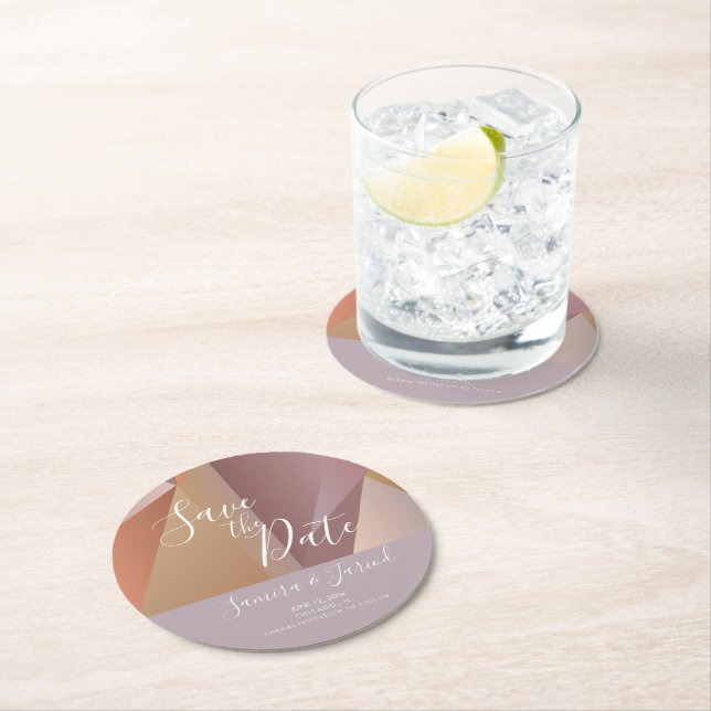 Farbenfrohe Farbe Erdrot Save the Date Runder Pappuntersetzer (Vor Ort)