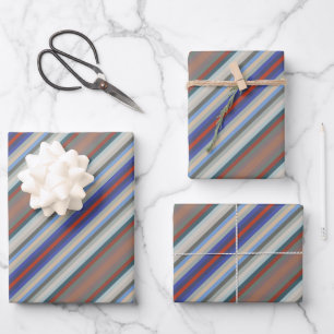 Farbenfrohe Farben des Jahres Streifenmuster Geschenkpapier Set
