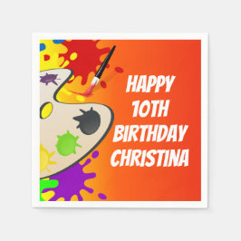 Farbenfrohe Farbpalette Malerei Geburtstagsparty Serviette