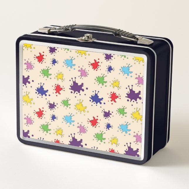 Farbenfrohe Farbpalette Spritzer Farbfarbe Farbe S Metall Brotdose (Vorderseite)