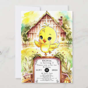 Farbenfrohe Farm Hühnchen Geburtstag Einladung