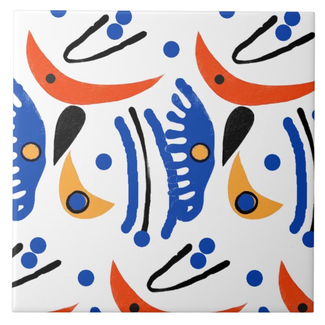 Farbenfrohe fauvistische Formen Fliese (Vorderseite)