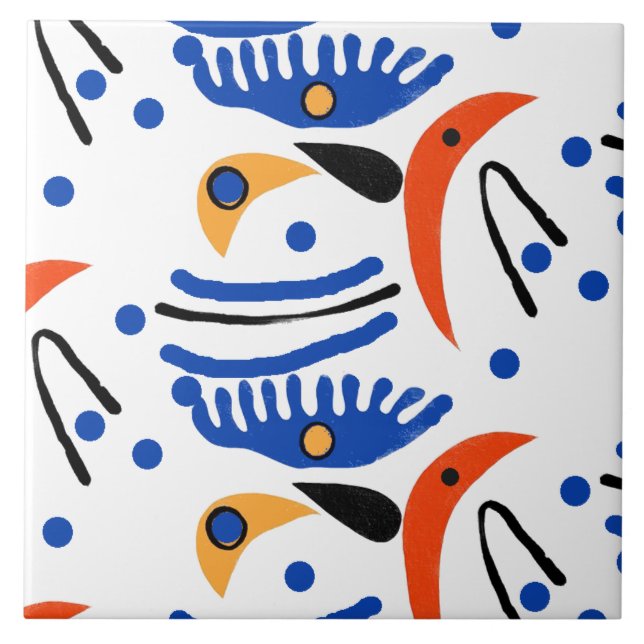 Farbenfrohe fauvistische Formen Keramik Tile Fliese (Vorderseite)