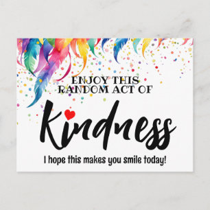 Farbenfrohe Feathers Random Act of Kindness Postca Postkarte