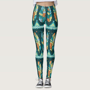 Farbenfrohe Feder, endloses Texturmuster Leggings
