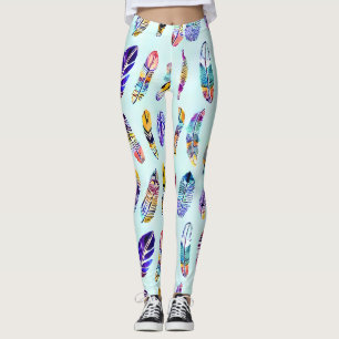 Farbenfrohe Federmuster Leggings