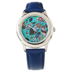 Farbenfrohe Federn Armbanduhr