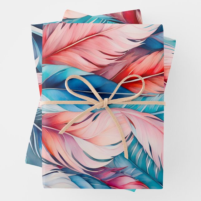 Farbenfrohe Federn Art Wrapping Paper Sheets Geschenkpapier Set (Von Creator hochgeladen)