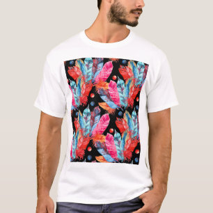 Farbenfrohe Federn, boho, nahtlos, lebendig. T-Shirt