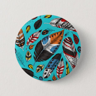 Farbenfrohe Federn Button