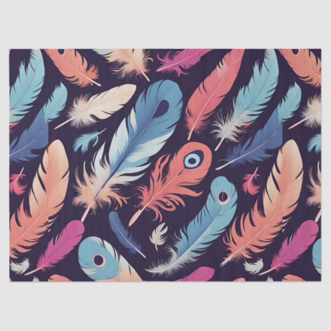 Farbenfrohe Federn Dekoupage Tissue Craft Seidenpapier (Vorderseite)