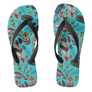 Farbenfrohe Federn Flip Flops