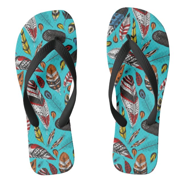Farbenfrohe Federn Flip Flops (Fußbett)