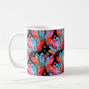 Farbenfrohe Federn Muster Kaffeetasse