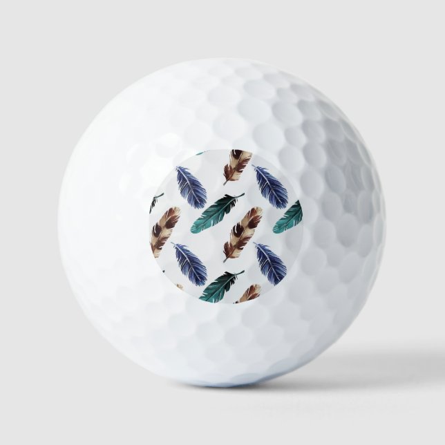 Farbenfrohe Federn Stammgefühl Golfball (Vorderseite)
