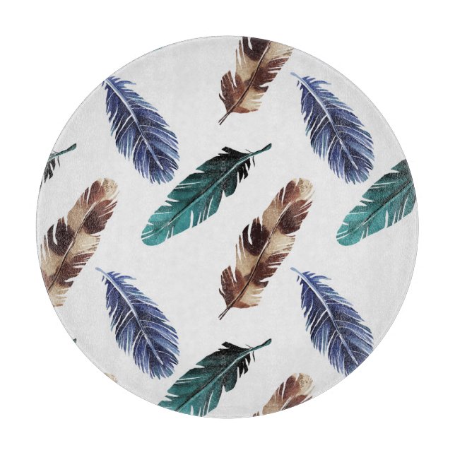 Farbenfrohe Federn Stammgefühl Schneidebrett (Vorderseite)