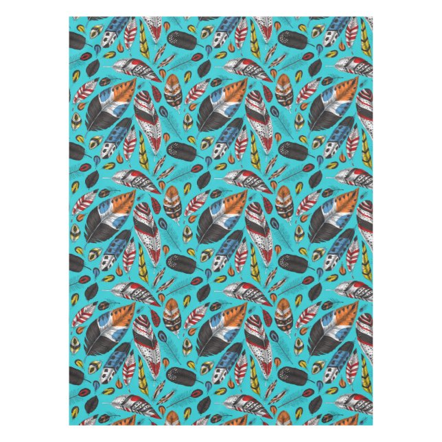 Farbenfrohe Federn Tischdecke (Vorderseite)