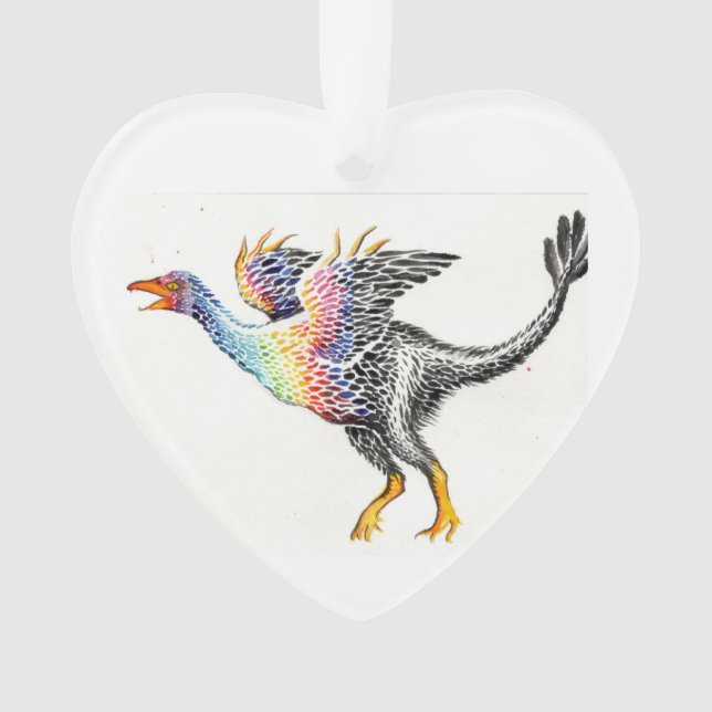 Farbenfrohe Federsaurier Ornament (Vorderseite)