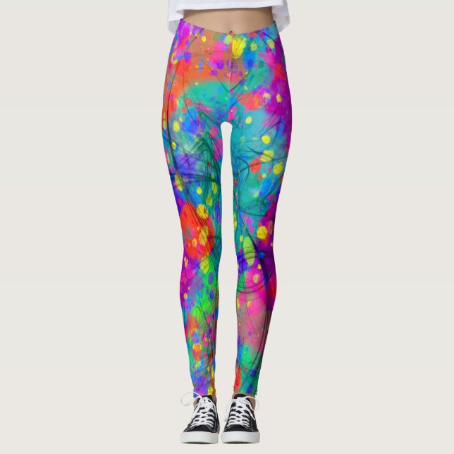 Farbenfrohe Feier Leggings (Vorderseite)