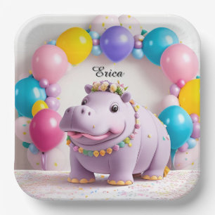 Farbenfrohe Feier mit Adorable Hippo Pappteller