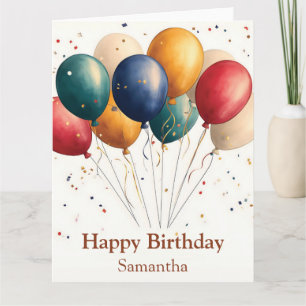 Farbenfrohe Feierlichkeiten Ballons mit Confetti Karte