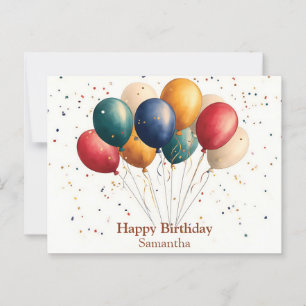 Farbenfrohe Feierlichkeiten Ballons mit Confetti Postkarte