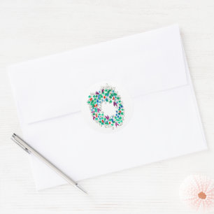 Farbenfrohe Feiertage Wreath Runder Aufkleber