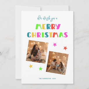 Farbenfrohe, feine Schrift Frohe Weihnachten Zwei