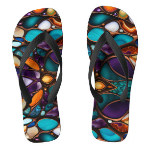 Farbenfrohe Felsgesteine aus gestanztem Glas Flip Flops