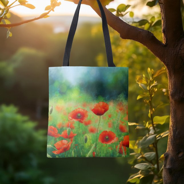 Farbenfrohe Felswand mit Pfefferkugel (Colorful Field with Poppies Tote Bag.  The perfect gift for a flower lover.)