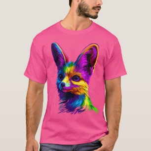 Farbenfrohe Fennec Fox Face Süße Tier Lover Black T-Shirt