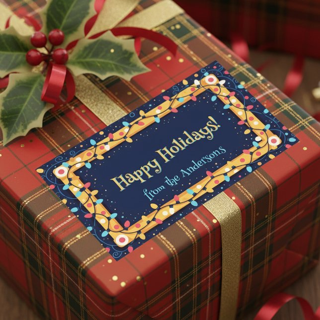 Farbenfrohe Ferien Twinkle String Lichter Weihnach Rechteckiger Aufkleber (Von Creator hochgeladen)