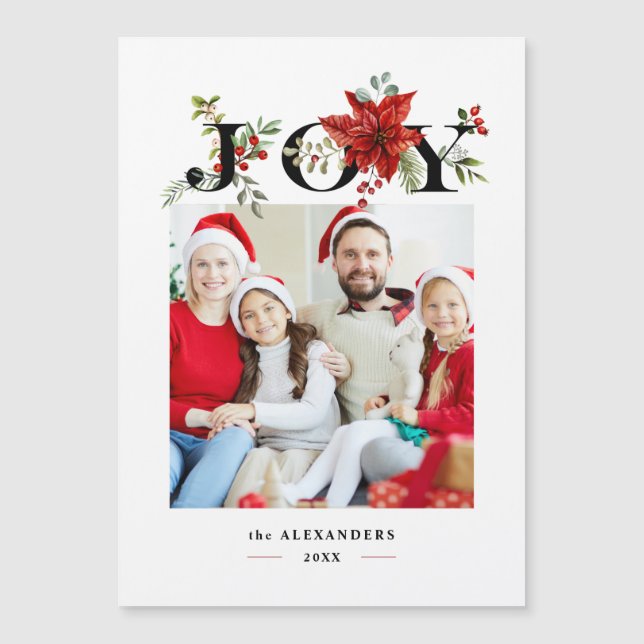 Farbenfrohe Festfreuden mit Poinsettias und Berrie Magnetkarte (Vorderseite)