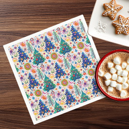 Farbenfrohe, festliche Baumstruktur Serviette