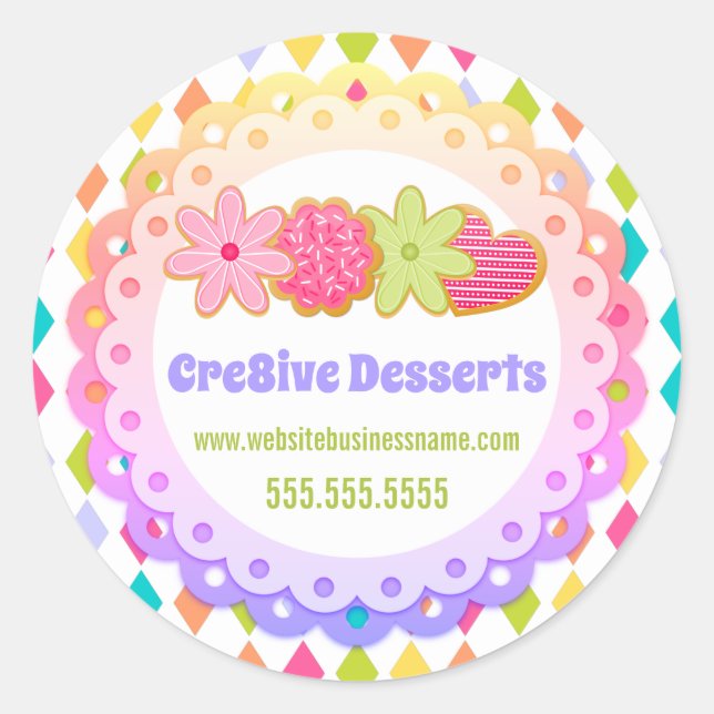 Farbenfrohe festliche Cookies Bäckerei Verpackung  Runder Aufkleber (Vorderseite)