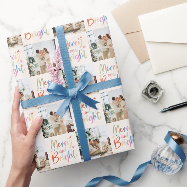 Farbenfrohe Festlichkeit und helles Foto Weihnacht Geschenkpapier (Schenken)