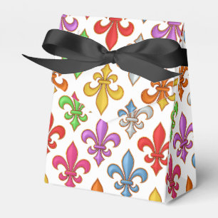 Farbenfrohe Fette Fleur-de-lis-Blumen Weiß Geschenkschachtel