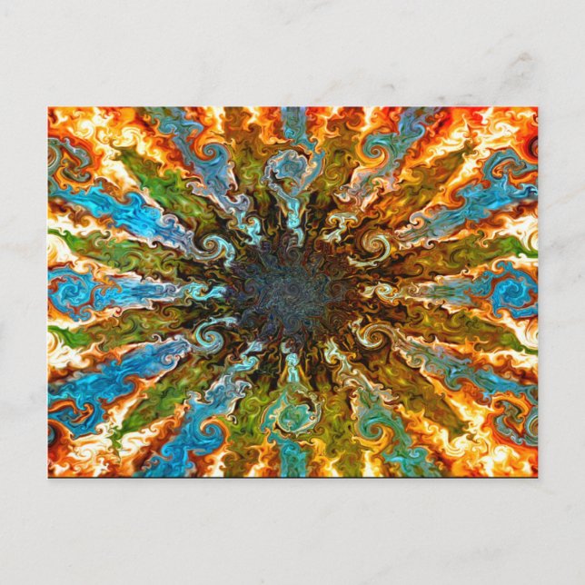 Farbenfrohe Feuer Postkarte (Vorderseite)