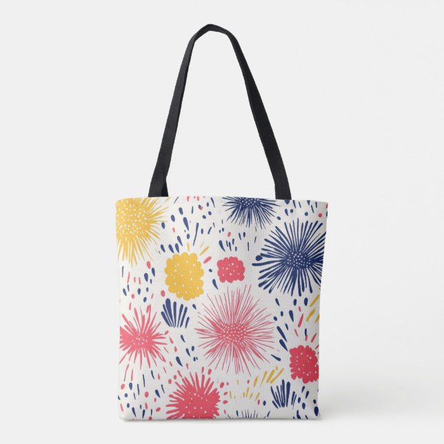Farbenfrohe Feuerwerk Burst Tote Tasche | Feiern & (Rückseite)