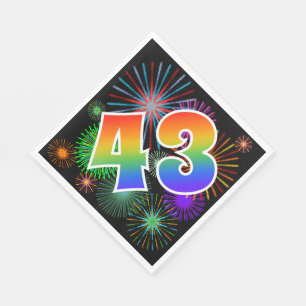 Farbenfrohe Feuerwerke + Regenbogenmuster "43" Eve Serviette