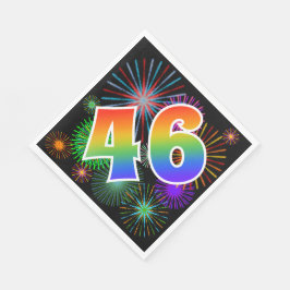 Farbenfrohe Feuerwerke + Regenbogenmuster "46" Ere Serviette