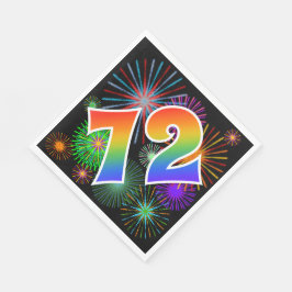 Farbenfrohe Feuerwerke + Regenbogenmuster "72" Ere Serviette