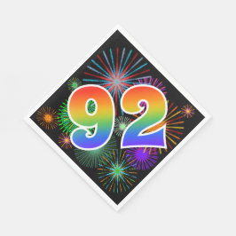 Farbenfrohe Feuerwerke + Regenbogenmuster "92" Eve Serviette