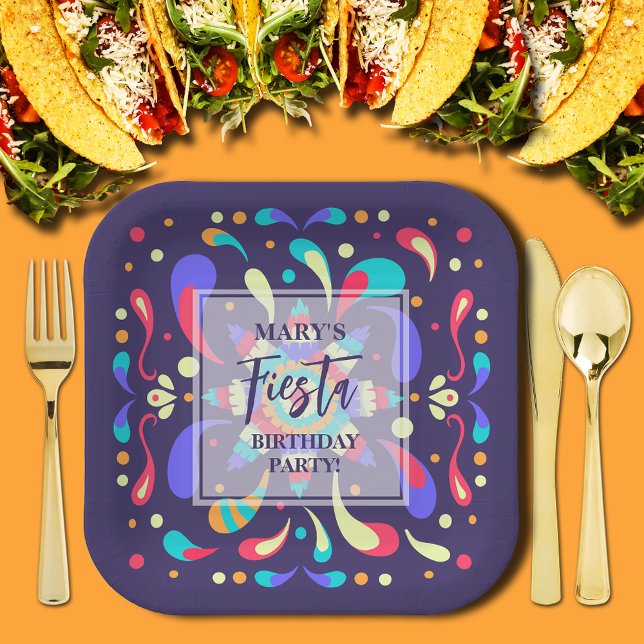 Farbenfrohe Fiesta Blue Pappteller (Colorful Fiesta Blue Square Paper Plates)