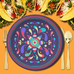 Farbenfrohe Fiesta Blue Pappteller<br><div class="desc">Lassen Sie uns Ihren mexikanischen Fest zum Geburtstag mit diesem farbenfrohen Design auf schönen dunkelblauen Tellern erleben. PASSENDE Artikel in unserer Sammlung.</div>