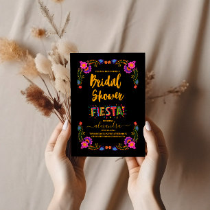 Farbenfrohe Fiesta Brautparty Mexikanische Blume Einladung