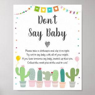 Farbenfrohe Fiesta Cactus Say Baby Game nicht Poster