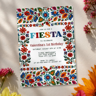 Farbenfrohe Fiesta Florale Volkskunst Erstes 1. Ge Einladung
