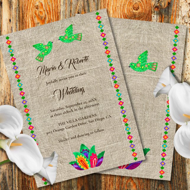 Farbenfrohe Fiesta Love Birds Mexican Wedding Einladung (Von Creator hochgeladen)